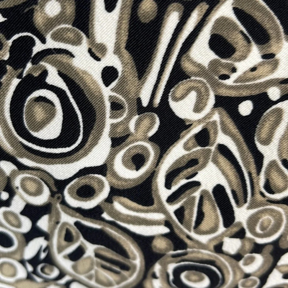 CONNECTED APPAREL Leaf Flower Print Sleeveless  Knee Length Dress Black Tan 6 - Picture 3 of 11